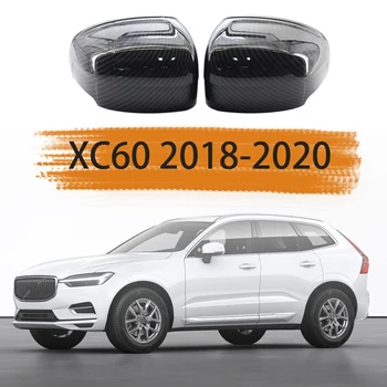 2X Oglekļa Šķiedras Sānu Durvīm Spoguļi Vāciņš Melns Volvo XC60 2018-2020 Atpakaļskata Spoguļa Vāks Vāciņš