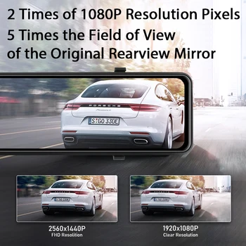 Jansite Auto Dvr 11 Collu 2K Touch Screen Video Reģistrators Auto Reģistrators Plūsma Spogulis Ar Atpakaļskata Kamera nakts redzamības dash cam