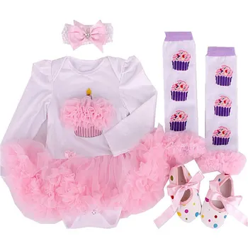 2. Dzimšanas dienu Tutu Tērpiem Meitenēm Mežģīnes Romper Kleita, Galvas Kāju Sildītāji bērnu Gultiņa Kurpes Baby Girl Apģērbu Komplekti, Zīdaiņu Apģērbs