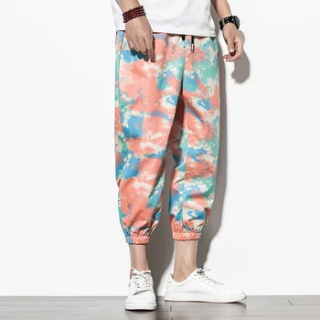 Vīrieši Iespiesti Joogers Bikses Ir 2021. Mens Teļš-Garums Japāņu Stila Kokvilnas Streetwear Harēma Bikses Vīriešu Vintage Treniņbikses Bikšu