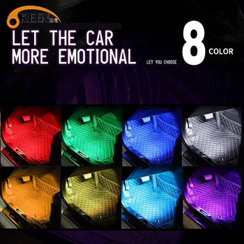 Automašīnas salona Atmosfērā LED Lentes RGB Gaismas Svītra Grīdas Pamatnes RGB LED Sloksnes, Dekoratīvie Gaismas Mūzikas skaņas Kontroles Vairākas apgaismojums