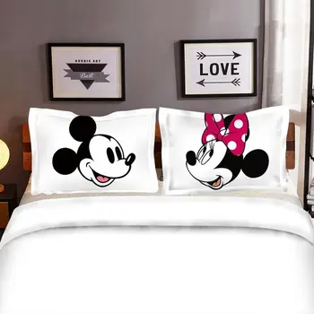 Mickey Minnie Peles 3D Iespiesti Gultas Komplekti Pieaugušo Dvīņu Pilna Queen, King Size Balts Melns Guļamistaba Dekorēšana Duvet Cover Set