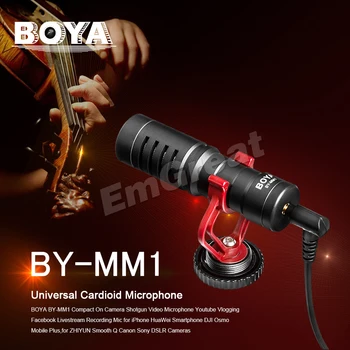 BOYA AR-MM1 Par-Kameras Video Bise Interviju Mikrofons iPhone, HuaWei Viedtālrunis DJI Osmo Zhiyun Gluda Q Canon DSLR