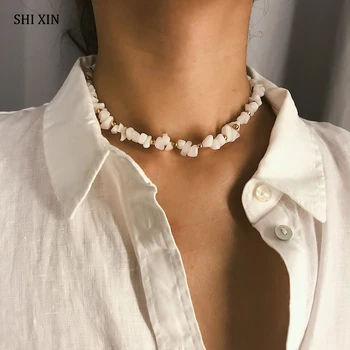 SHIXIN Dabīgā Akmens Kaklarota Sievietēm Īsā sānslīdi kaklasaite Kaklarotas Dāma Modes 2020. Gadam Pārbaudītājs Kakla Ķēdes Sieviešu Chocker Dāvanas Apkakle