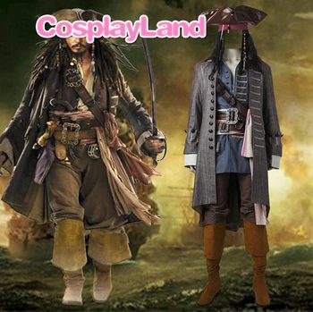 Captain Jack Sparrow Kostīmu Karību jūras Pirāti Cosplay Miruši nevienam Pasakas Salazar ir Atriebība Tērpu Halloween Pieauguši Vīrieši