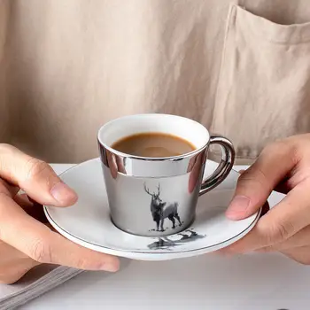 2020. gadam Creative Spoguļa Pārdomas Kafijas Krūze ar Paplāti Dzīvnieku Sērijas Spoguļa Atspulgs Kafijas Tasi Coffeeware Šķīvītis Komplekts