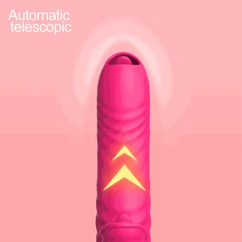 Dildo, Vibratori pežu laizīšana Rotaļlietas Teleskopiskie Apkures Vibrācijas Sextoy par Sievieti Erotiskā Sieviešu Klitora Stimulators Pieaugušo Mašīna