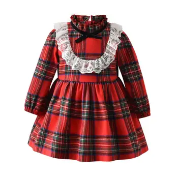 Micol Emilly Kokvilnas Rudens Ziemas Baby Meitenes Saģērbt Princese Red Pleds Retro Bithday Puse Jauno Gadu Bērni Kleita