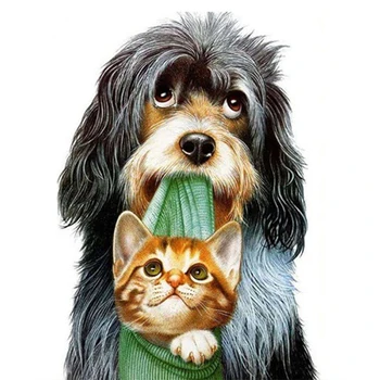 Dimanta glezna krustdūrienā dzīvnieku prieku kucēnu un kaķēnu foto neglīta meitene rhinestone rokdarbi mozaīkas briežu mājas apdare DIY
