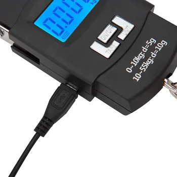 55KG 10g USB Uzlādes Elektronisko Digitālo Skalu iekarināšanas Āķis Zvejas Ceļojumu Dubultas Precizitātes Bagāžas Svars Apjoma Līdzsvaru Svari