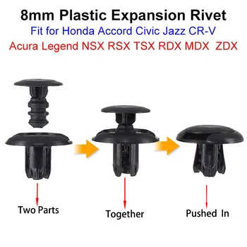 50gab 8mm Plastmasas Kniedes Auto Stiprinājumi Klipus priekš Honda Accord, Civic CR-V Acura RSX MDX NSX TSX TL Auto Bufera Turētājs Push Pins