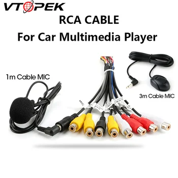 Vtopek Universālas Automašīnas Radio RCA Izejas Vadu Kabeli Ar Mikrofonu Video Izejas/ieejas Audio-Subwoofer 1m/3m mikrofons izvēles