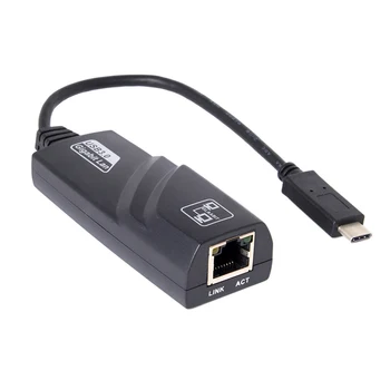 Melns 1000Mbps Ethernet LAN, Tīkla Adaptera Kabeli PC K Klēpjdatoru Tips-c USB-C RJ45 Gigabit