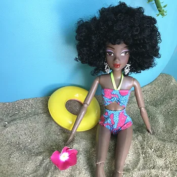 2019 karstā 31cm meitene Bērnu Lelles bikini meitene lelle Meitenēm pirts Dzimšanas dienas Kustamo Kopīgā Āfrikas Lelle, Rotaļlieta, Melns Lelle princese