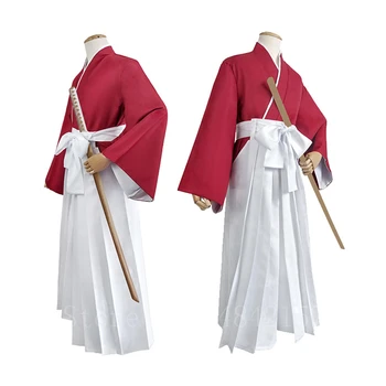 Japāņu Stila Anime Kenshin Himura Cosplay Kostīmu Kimono Halloween Puse Iedomātā Samurai Kendo Rakstzīmju Sērijas Apģērbu, Kas Top Bikses Jostas