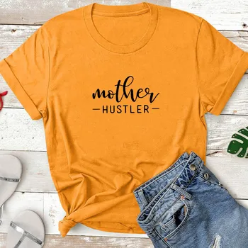 Māte Hustler Krekls ar Īsām Piedurknēm Kokvilnas T Sievietēm, O-veida kakla Funny T Krekls Sievietēm Gadījuma T Krekls Sievietēm Smieklīgi Tee Kreklu Femme