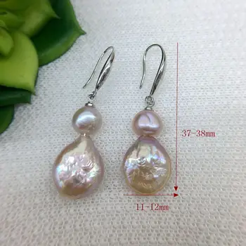 Violeta perlamutra auskari, dabas formas saldūdens pērles, 925 sudraba materiāla, unikālu dizainu, dāmas auskari