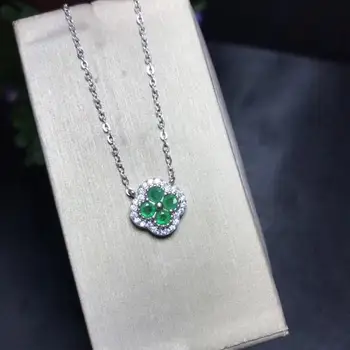 Klasisks stils, Āboliņš Kaklarota, dabas emerald, tiešām 925 sudraba. Sieviešu Sexy Kaklarota