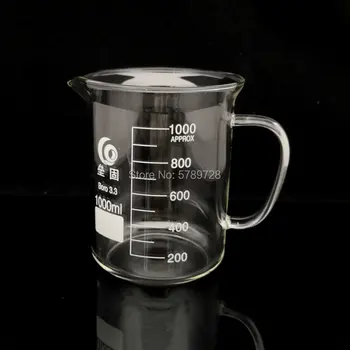 1PC skaidrs, stikla vārglāzē, ar rokturi,3.3 borsilikāta stikla laboratorijas biezāka stikla tilpums 50ml, lai 2000ml