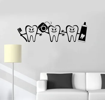 Vinila sienu aplikācijas, ar veseliem zobiem vannas istaba zobu higiēnas zobārsts dekoratīvās sienas uzlīmes 2YC12