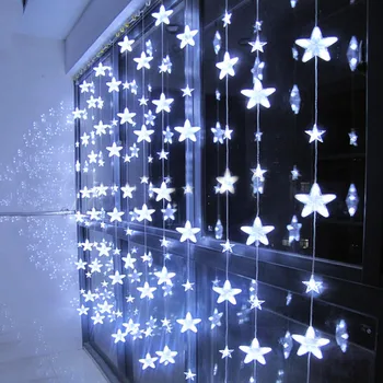 Thrisdar 3.5 M 252Led Pilna Star Logu Aizkaru LED String Pasaku Gaismas 8 Režīmā Kāzu Ziemassvētku Mirdzums Star Logu Lāsteku Vainags