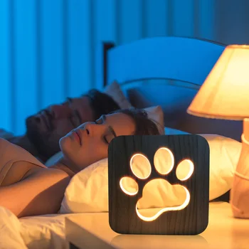 LED Nakts Lampa Nakts Gaisma Karikatūra Dobi Suņu Ķepu USB-Powered Koka Galda Sadzīves Guļamistaba Dekorēšana