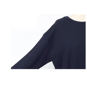 Rudenī Sieviešu Plus Izmērs XL-5XL Dāmas ar garām Piedurknēm T-Krekls, Kleita Izšūta Raibs Drēbes Viltus Divas Gabals Adīt Kleita D0N310N