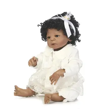 NPK augstas kvalitātes atdzimis melna meitene lelle pilnībā vinila meitene ķermeņa lelle labākās rotaļlietas bērniem no Dzimšanas diena