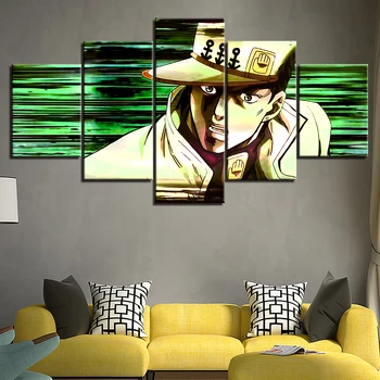 JoJo Dīvaino Piedzīvojumu Anime Jotaro Kujo Attēlu Plakātu HD Izdrukas Audekls 5 Gabali Sienas Māksla, Glezniecība, viesistaba, Mājas Dekoru