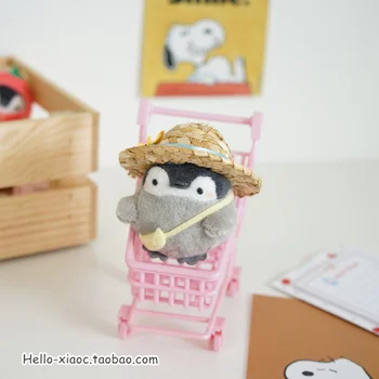 Japāņu Kawaii Mīkstās Rotaļlietas Pozitīvu Enerģiju Pingvīns Kulons Plīša Lelle Salmu Cepure Pingvīns Rotaļlietas Lelles