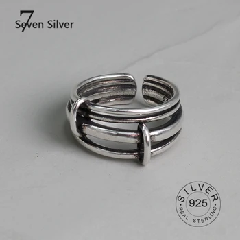 Nekustamā 925 sterling silver gredzeni sievietēm vintage interweave līnijas Moderns smalkas Rotaslietas Liels un Regulējams Antikvariāts Gredzeni Anillos