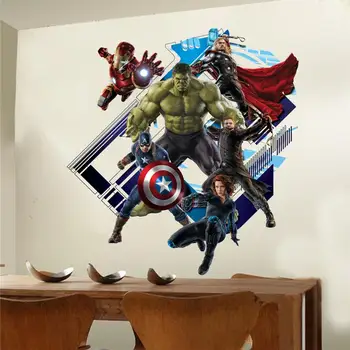 Super Varonis Sienas Uzlīmes Bērniem, Telpu Dekorēšana Diy Mājās Uzlīmēm, Multiplikācijas Filmu Fans 3d Mākslas Avengers Plakātu Mizu Un Stick
