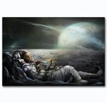 Karstā Jauns Smieklīgi Kosmosa Astronautu uz Mēness-Zīda, Mākslas Plakātu, Sienas Uzlīmes, Apdares Dāvanu