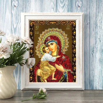 Huacan 5D Dimanta Krāsošana Jaunavas Marijas Attēlu Ar Rhinestones Mozaīkas Reliģijas Ikona Pilnu Kvadrātveida Komplekts Dimanta Izšūšana