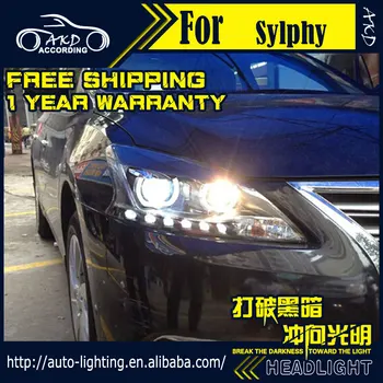 AKD Auto Stils Galvas Lampas Nissan Sentra Lukturi 2012-Sylphy LED Lukturis H7 D2H Hid Iespēju Angel Eye Bi Xenon Gaismas