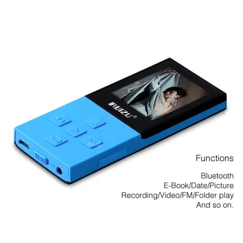 Sākotnējā RUIZU X18 8G Bluetooth Sporta MP3 Atskaņotājs Lossless Balss ieraksts FM Radio, Bluetooth 4.0 Mūzikas Atskaņotāju Atbalsta 64G TF Kartes