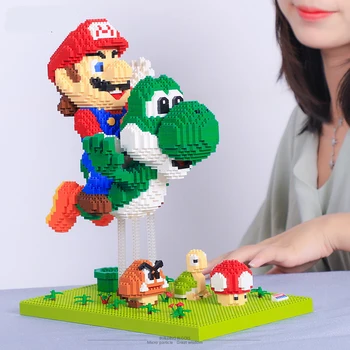 Balody Super Varonis Mario Lidot Yoshi Celtniecības Bloki Goomba Koopa 3D Modelis DIY Mini Dimanta Ķieģeļi Rotaļlieta Bērniem, Zēniem Dāvanas