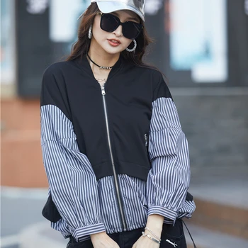 Max LuLu Ir 2021. Pavasara Korejas Modes Stila Dāmas Gadījuma Zaudēt Svītrainas Žaketes Sieviešu Vintage Eleganti Mēteļi Lielgabarīta Apģērbu