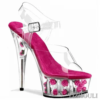 15 cm augsts papēdis sandales 5cm rožu ūdensizturīgs platforma pole deju kurpes, modelis, banketu, kāzu sniegumu, deju kurpes