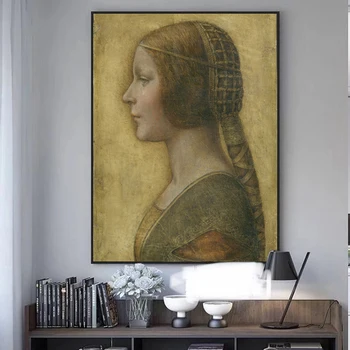 Leonardo da Vinči Slavenā Sienas Gleznas Pie Sienas Plakāti Un Izdrukas La Bella Principessa Audekls Mākslas Izdrukas, Lai Dzīvojamā Istaba