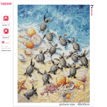 Huacan Dimanta Glezna Jūras Bruņurupucis 5D Pilna Urbt Korpusa Dimanta Izšuvumi Piejūras Ainava Home Art Sienas Māksla
