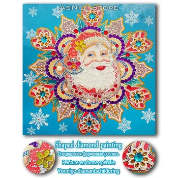 Jaunā Dimanta Krāsošana Ziemassvētku Attēlu Rhinestone Formas Dimanta Izšuvumi Karikatūra Ziemassvētku Vecītis Mājas Dekoram Dāvanu