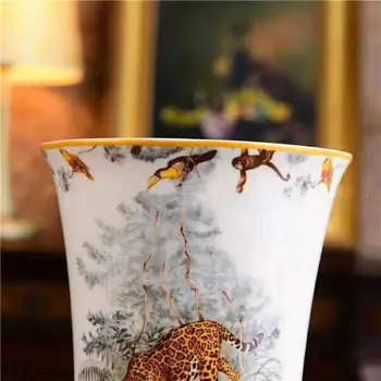 Eiropas Tiger Kaula Porcelāna Vāze Uz-Glazūras Augstas Kvalitātes Keramikas Ziedu Vāze Zaļo Augu Puķu Pods Office Home Decoration