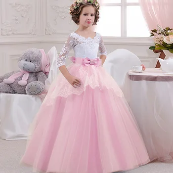 4-13Y Bērniem Kleitas Meitenēm Elegants Mežģīņu Princese Kleita Komūniju Prom Meitene Kleita Bērniem Meitene Puse Kleita Toddler Apģērbu Vestidos