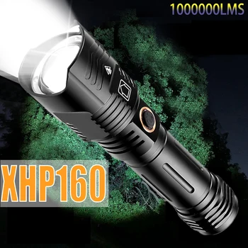 1000000Lms XHP160 Jaudīgs LED Lukturītis USB Papildināt Tālummaiņas Lāpu IPX-65 Ūdensnecaurlaidīga 5000Mah Taktisko Flash Gaismas, ko 26650/18650