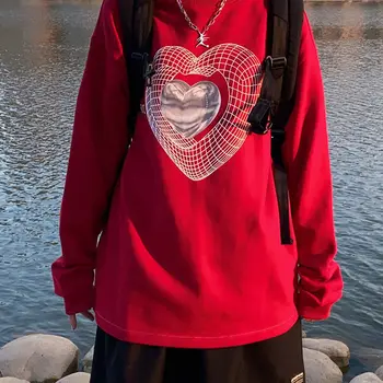 HOUZHOU Grunge Estētisko sporta Krekls Sieviešu Rudens Modes Drukāt Hoodies korejiešu Stilā, Kokvilnas, ar garām Piedurknēm Streetwear Sievietēm, Hoodies
