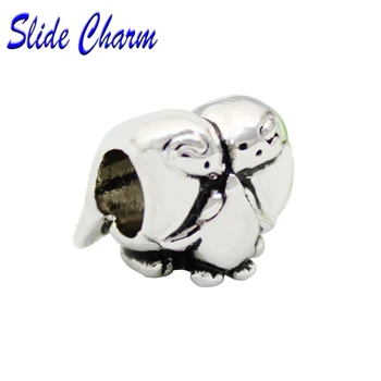 Slaids šarmu, bezmaksas piegāde DIY krelles Pingvīnu ģimenes dzīvnieku šarmu krelles fit Pandora, kaklarota, rokassprādze