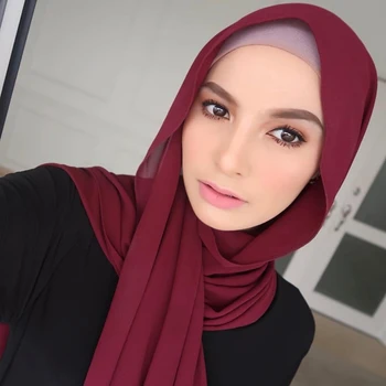 170*75cm musulmaņu hijab cietā šifona lakatu sievietēm Islāma foulard hijab femme instant šalle arābu wrap galvu lakati turban