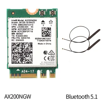 Divjoslu Wifi 6 Bezvadu 2400Mbps AX200NGW NGFF M. 2 Wlan, Bluetooth, Wifi 5.0 Karte, 802.11 ac/ax Intel AX200 Antenas Komplekts