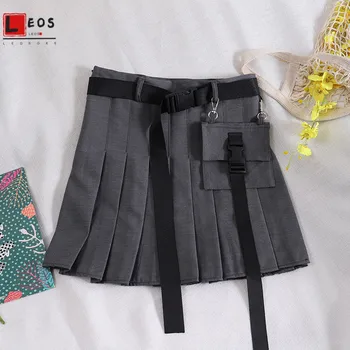 Harajuku Sieviešu Svārki Ar Augstu Jostas Kroku Īsi Svārki Tīņi Meitenes Punk Instrumenti Streetwear Vasaras Gadījuma Modes Mini Svārki